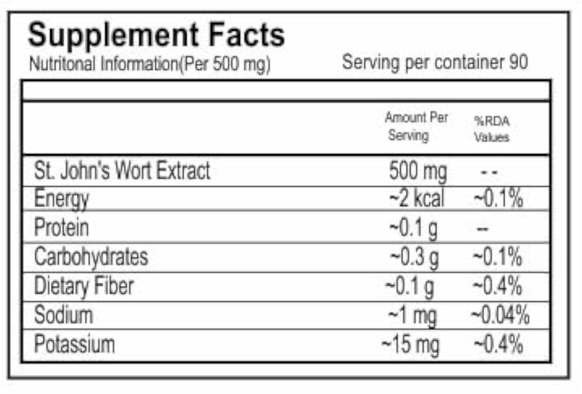 St. John's Wort Herb Capsules, 500mg, 90 Count